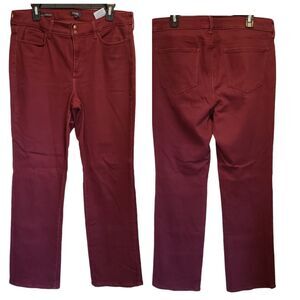 NYDJ Jeans Women's Size 12 Wine Red Marilyn Straight Lift-Tuck Stretch Casual